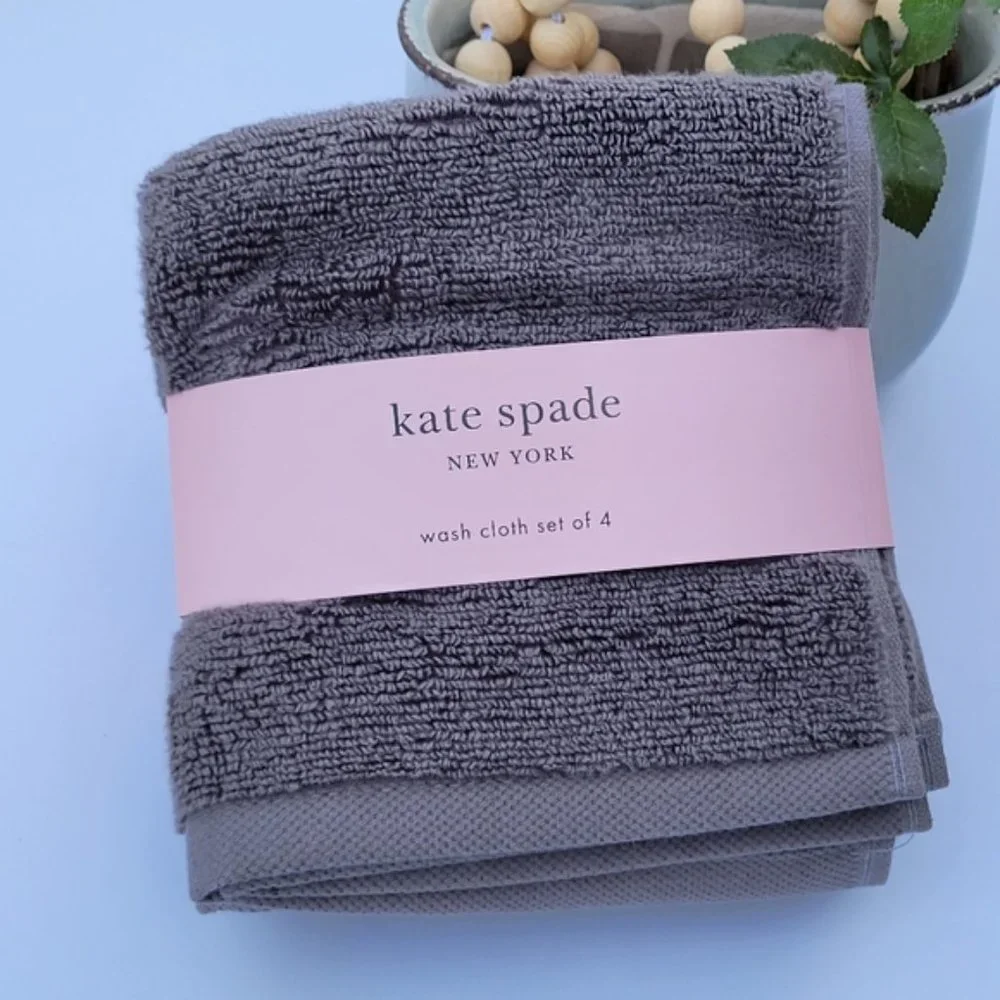 Kate Spade New York set of 4 grey wash cloths with stripes